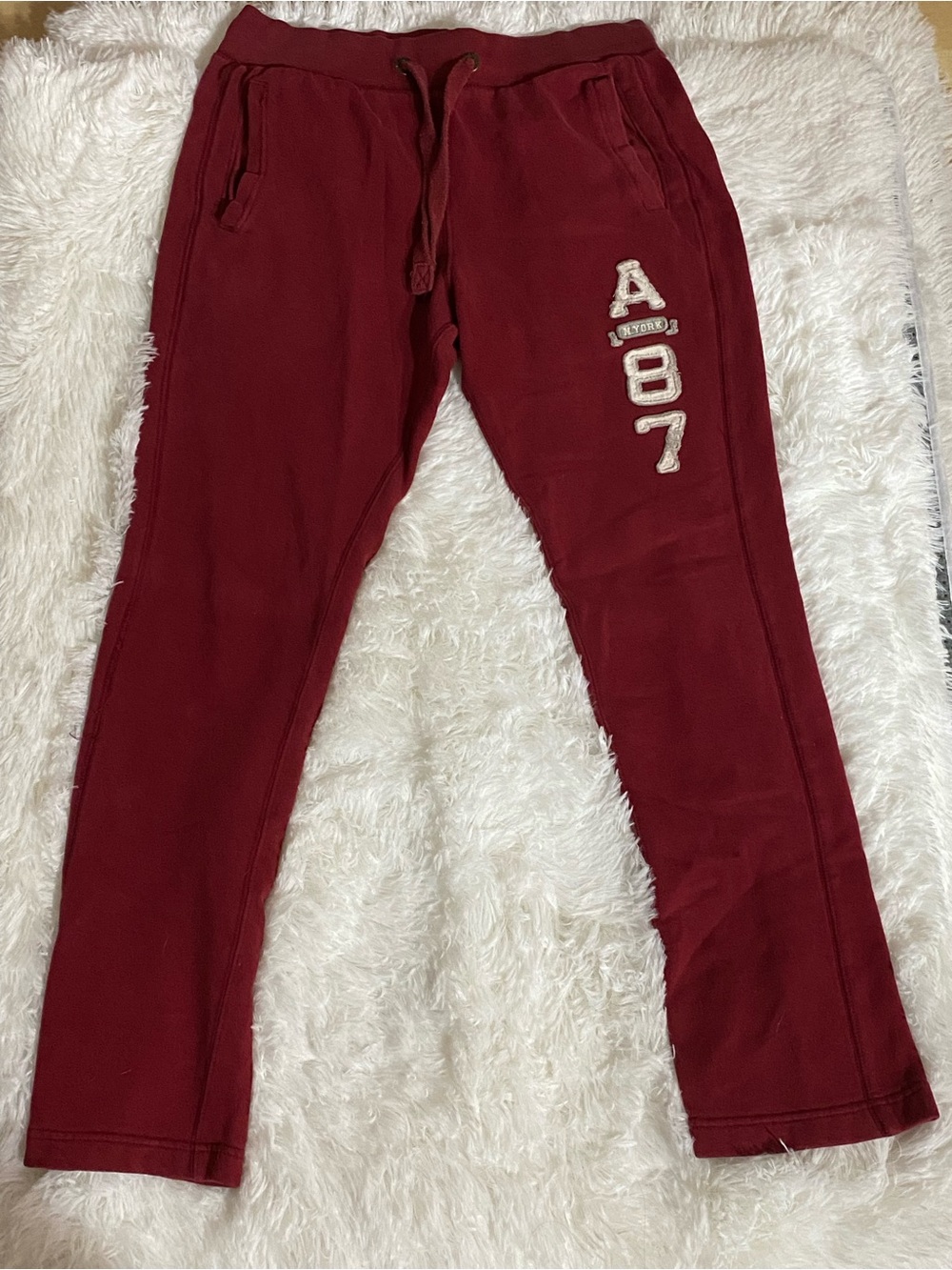 Aeropostale Burgundy Jogger Sweatpants with A87 Patch